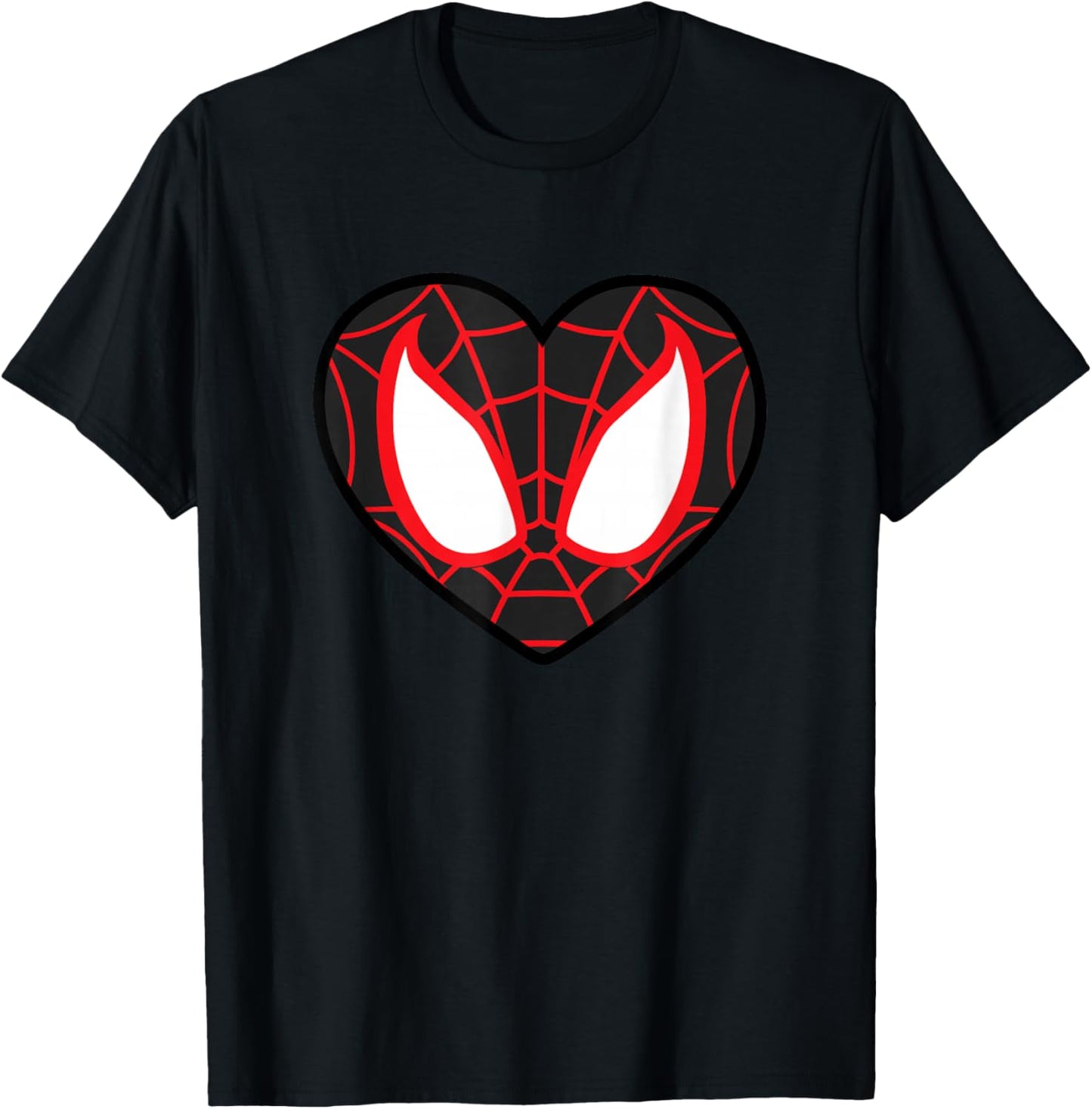 Marvel Ultimate Spider-Man Miles Morales Heart Mask Logo Small T-Shirt - T-Shirt | Black