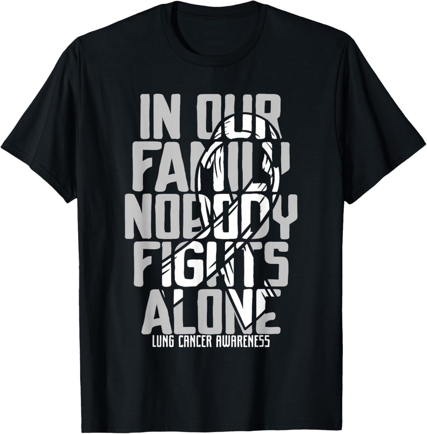 Lung Cancer Support White Family Lung Cancer Awareness T-Shirt - T-Shirt | Black