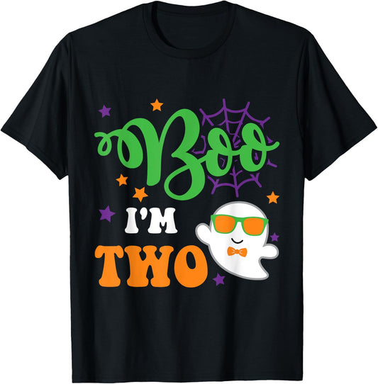 Boo I'm 2 Two Yr 2nd Birthday ghost halloween costume kids T-Shirt - T-Shirt | Black
