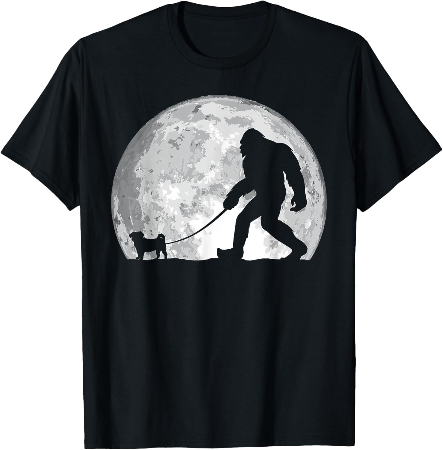 Funny Bigfoot, Pug Lover, Bigfoot Lover, Bigfoot T-Shirt - T-Shirt | Black