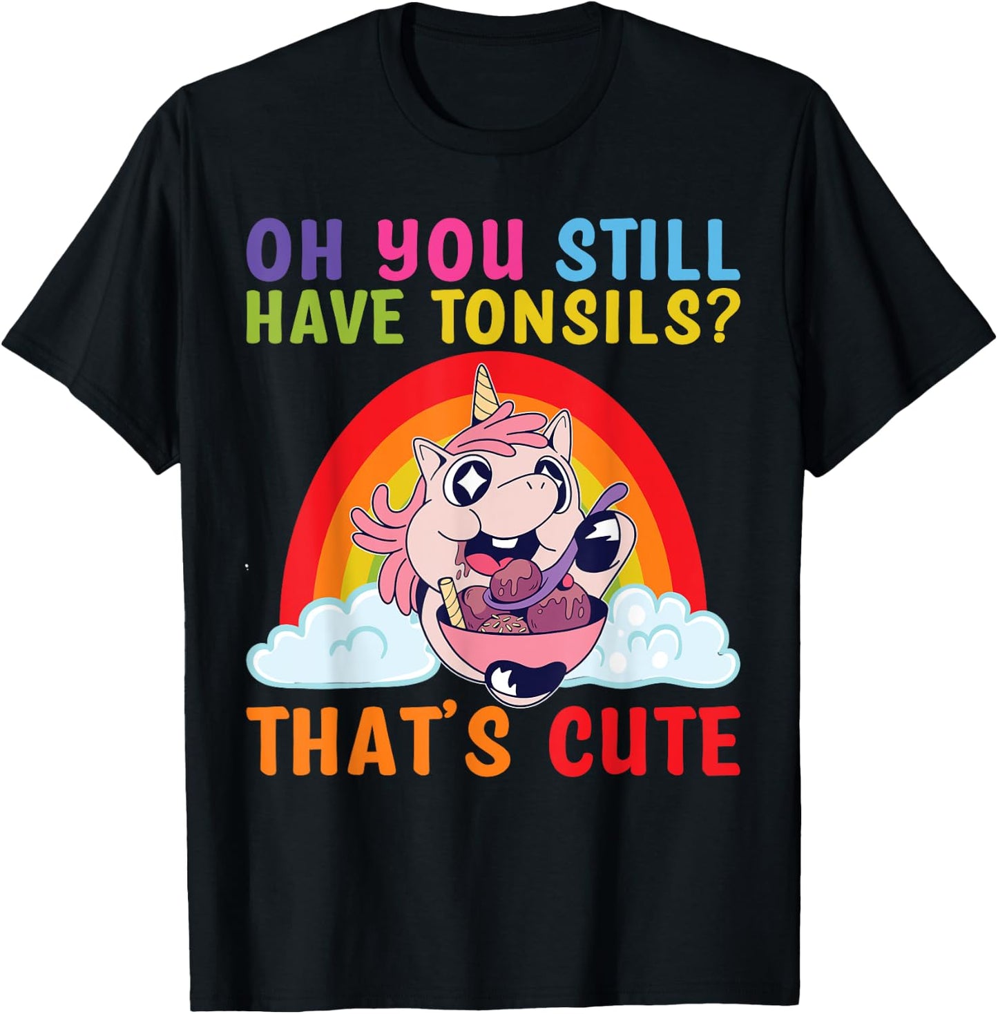 Tonsil Removal Surgery Recovery Tonsillectomy Unicorn T-Shirt - T-Shirt | Black