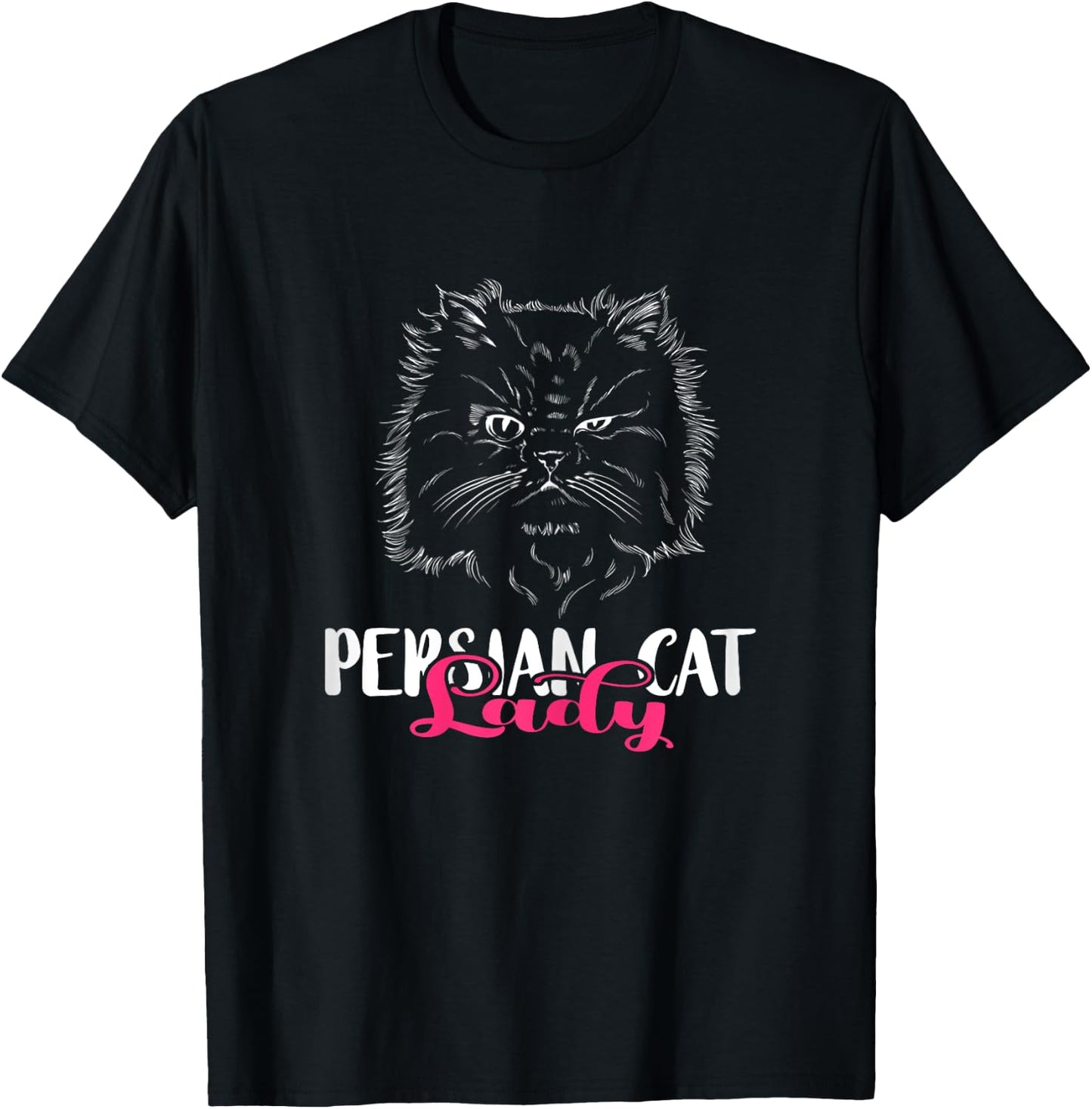 Fluffy Cat Long Hair Cat Persian Cat Lady Persian Cat Lover T-Shirt - T-Shirt | Black