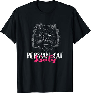 Fluffy Cat Long Hair Cat Persian Cat Lady Persian Cat Lover T-Shirt - T-Shirt | Black