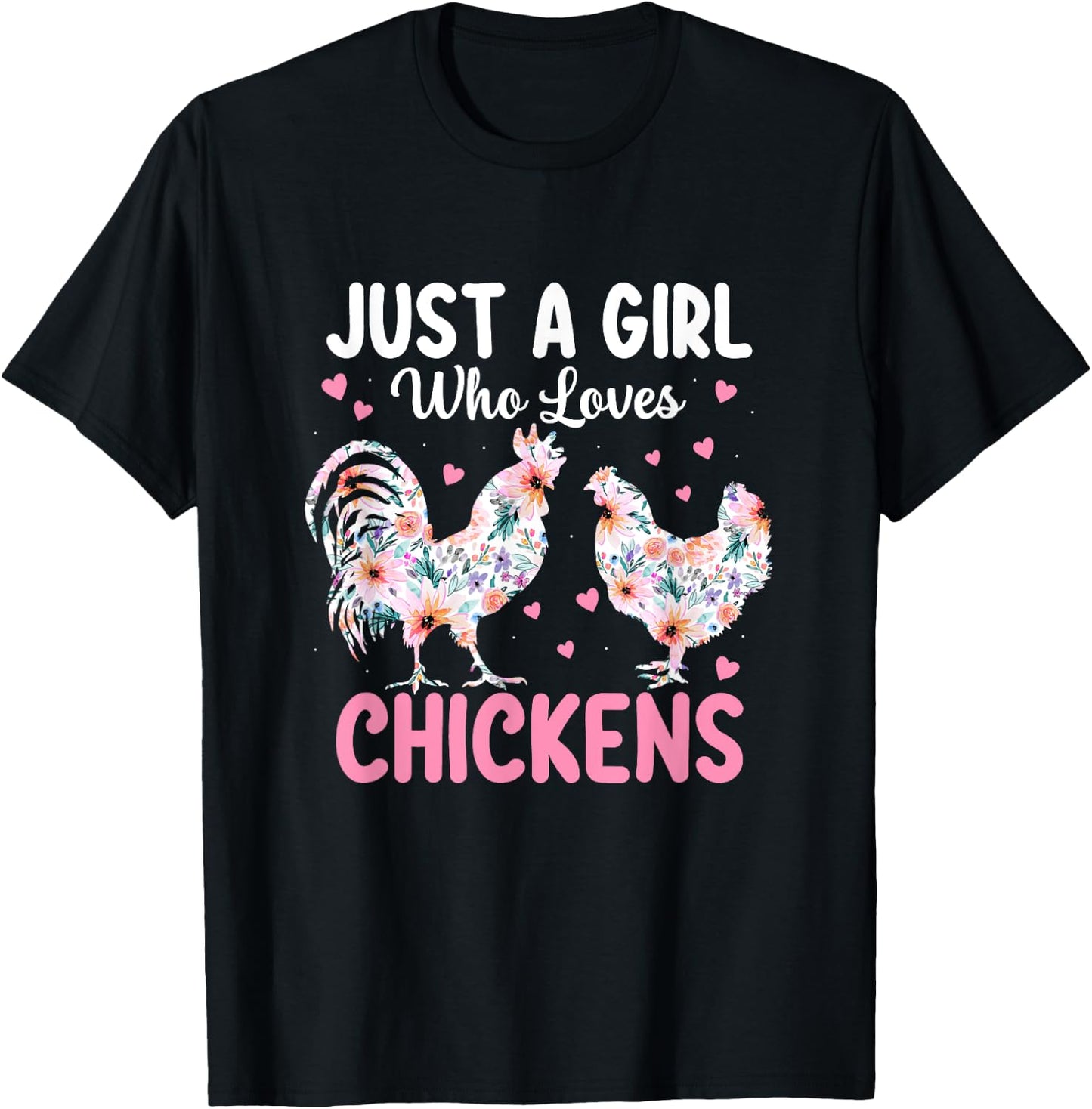 Just a Girl Who Loves Chickens Cute Chicken Lover Farm T-Shirt - T-Shirt | Black