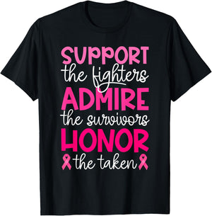 Breast Cancer Support Admire Honor Breast Cancer Awareness T-Shirt - T-Shirt | Black