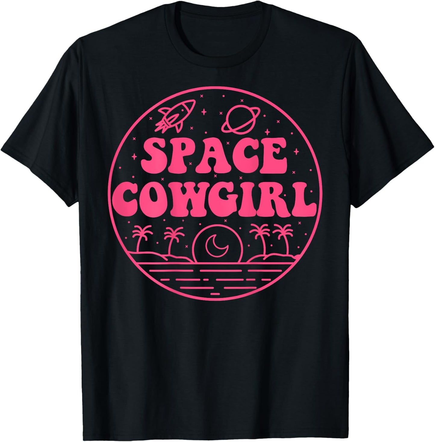 Space Cowgirls Bachelorette Party Rodeo Western Aesthetic T-Shirt - T-Shirt | Black