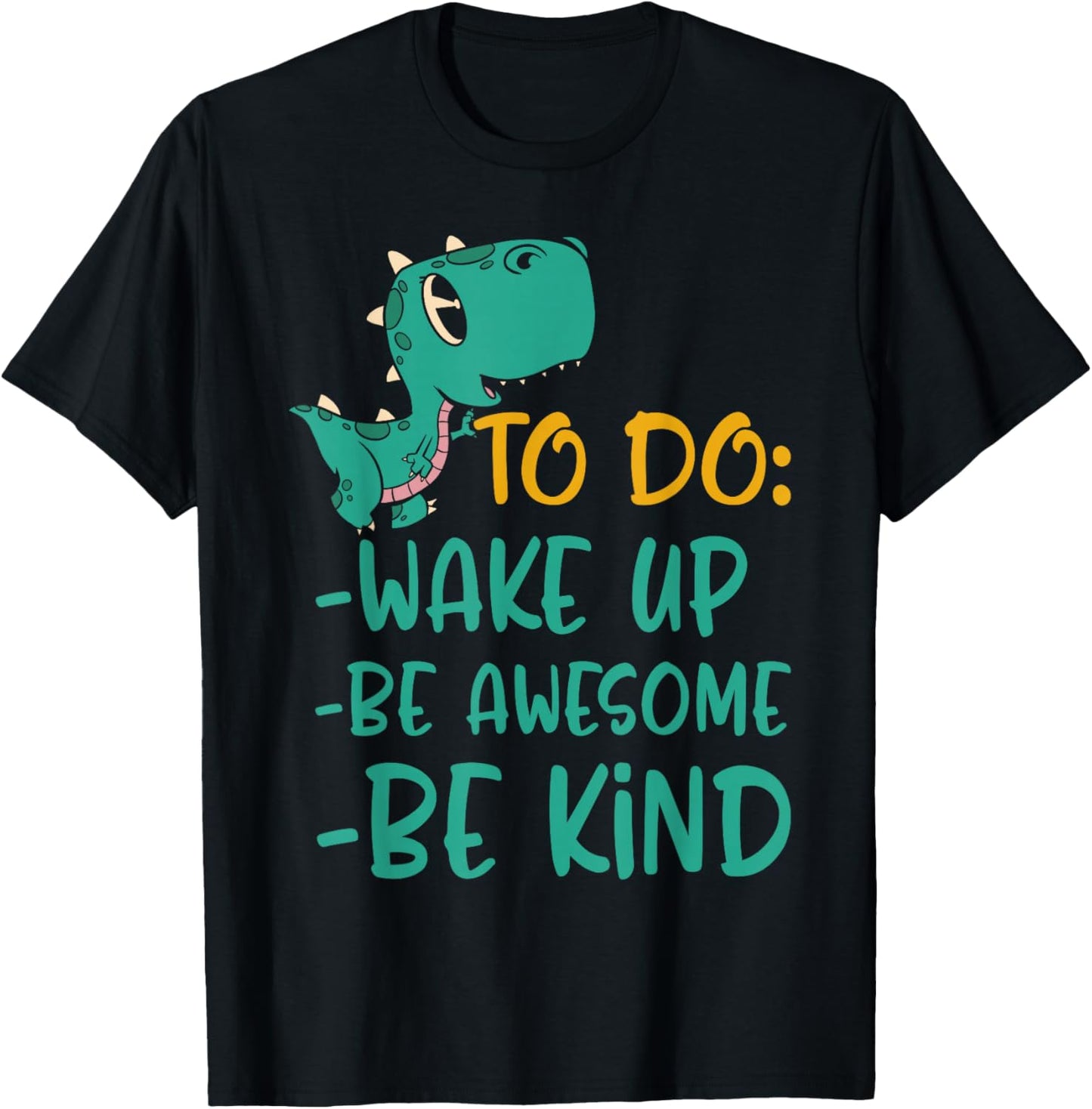 Boys Dino Kindness Wake Up Be Awesome Be Kind Kids T-Shirt - T-Shirt | Black