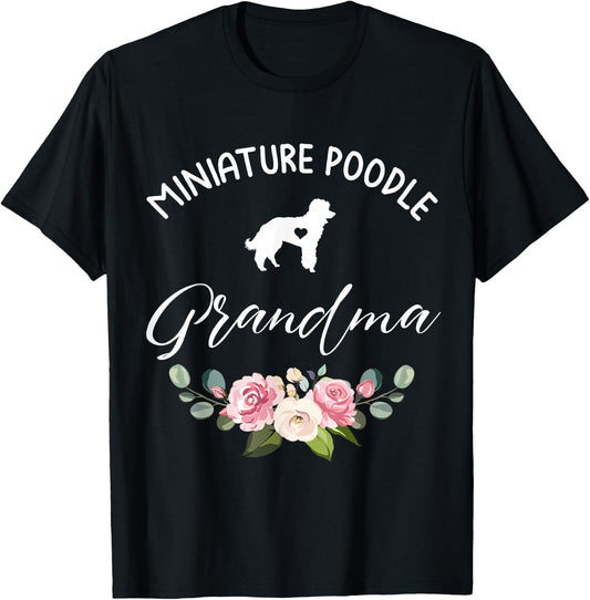 Miniature Poodle Dog Grandma Silhouette Mother's Day T-Shirt - T-Shirt | Black