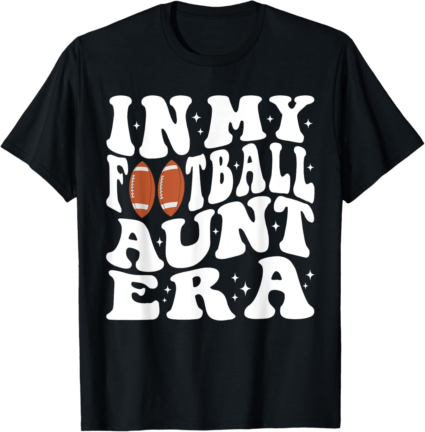 In My Football Aunt Era Groovy Football Auntie Christmas T-Shirt - T-Shirt | Black
