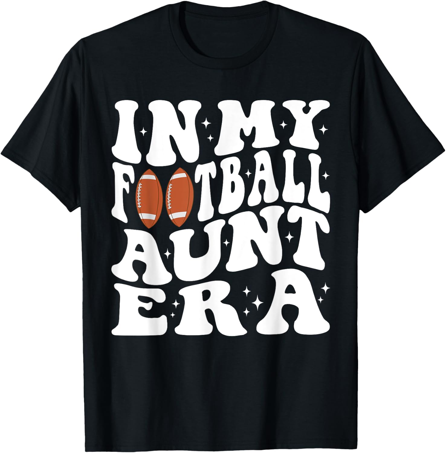 In My Football Aunt Era Groovy Football Auntie Christmas T-Shirt - T-Shirt | Black