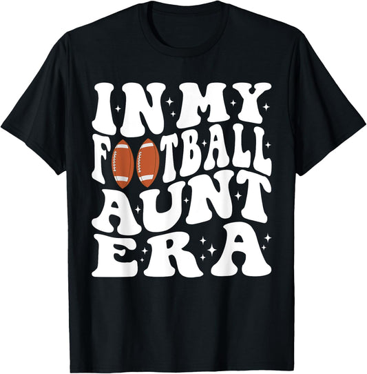 In My Football Aunt Era Groovy Football Auntie Christmas T-Shirt - T-Shirt | Black