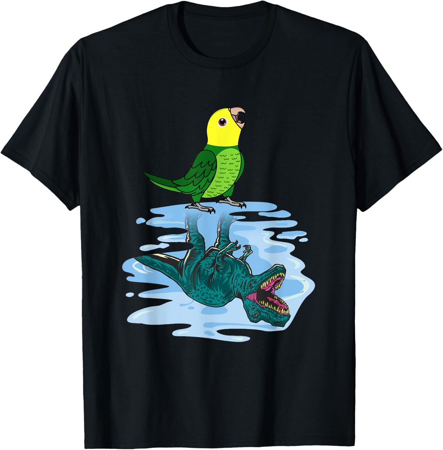 Parrot & T Rex Reflection I Double Yellow-headed Amazon T-Shirt - T-Shirt | Black