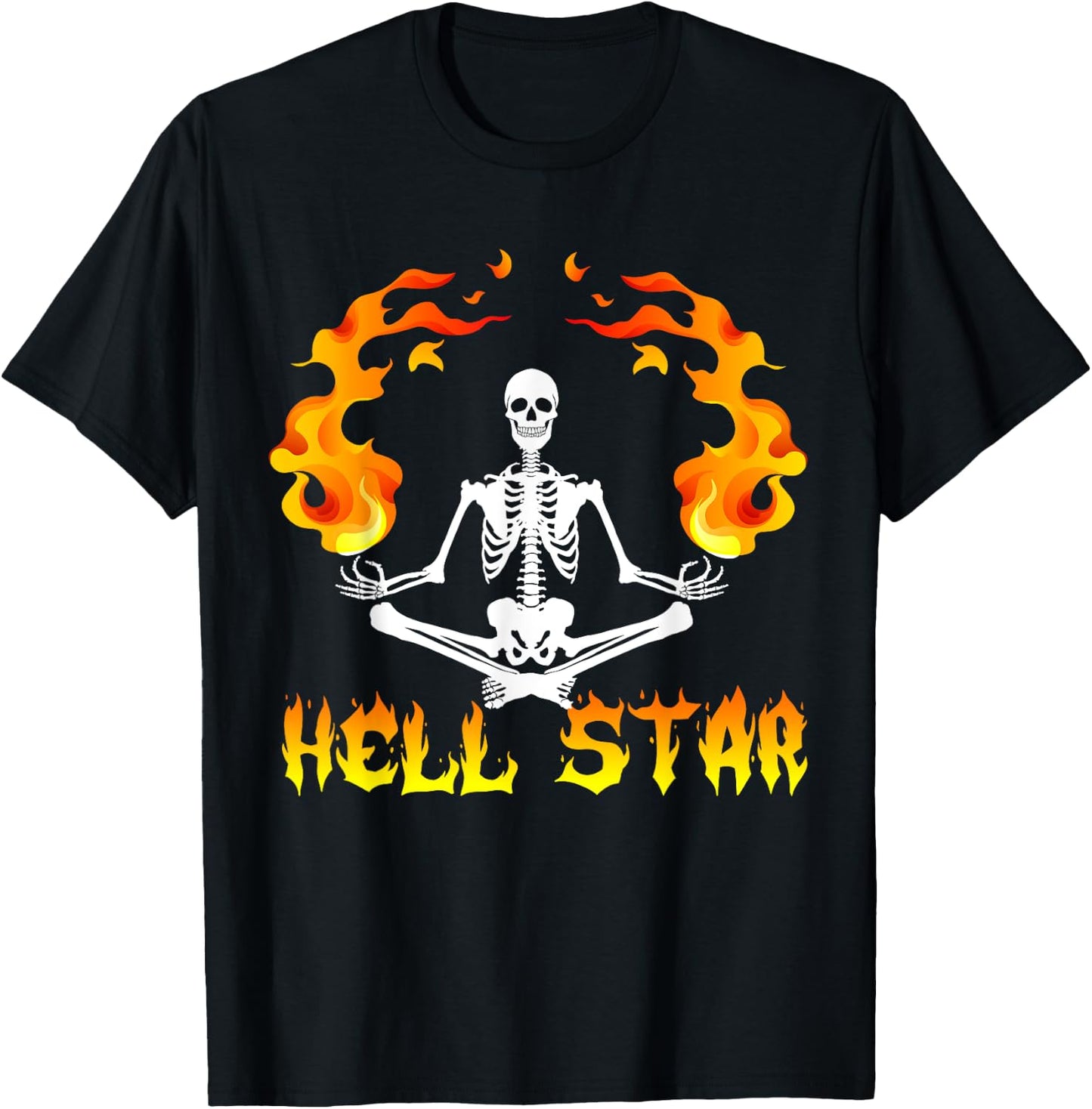 Skeletons Yoga become Hell Star T-Shirt - T-Shirt | Black
