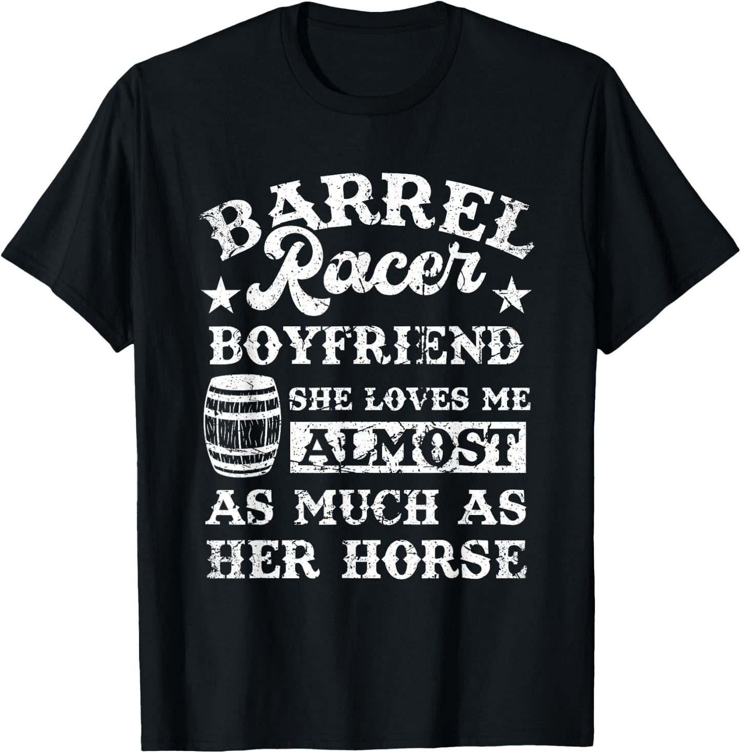 Vintage Girlfriend Barrel Racer Boyfriend Quote Horse Lover T-Shirt - T-Shirt | Black