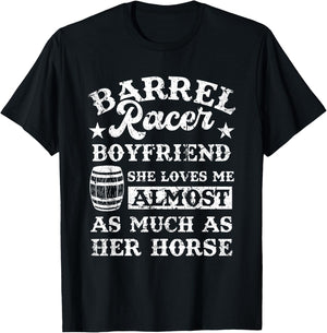 Vintage Girlfriend Barrel Racer Boyfriend Quote Horse Lover T-Shirt - T-Shirt | Black