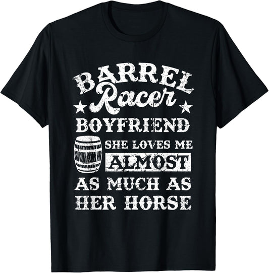 Vintage Girlfriend Barrel Racer Boyfriend Quote Horse Lover T-Shirt - T-Shirt | Black