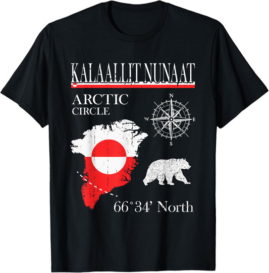 Greenland Arctic Circle - Kalaallit Nunaat Flag T-Shirt - T-Shirt | Black