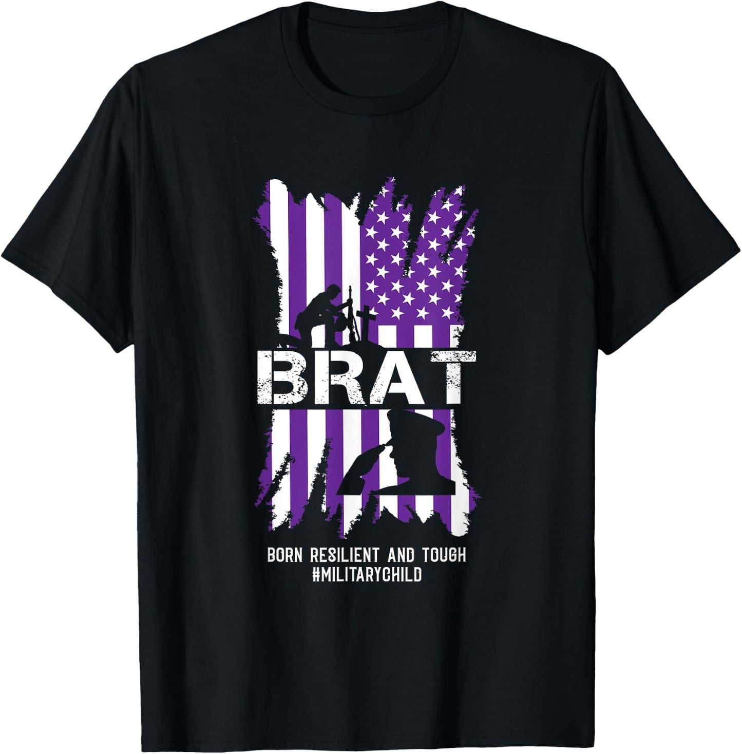 Military Child Boy Girls Brat Born Resilient And Tough T-Shirt - T-Shirt | Black