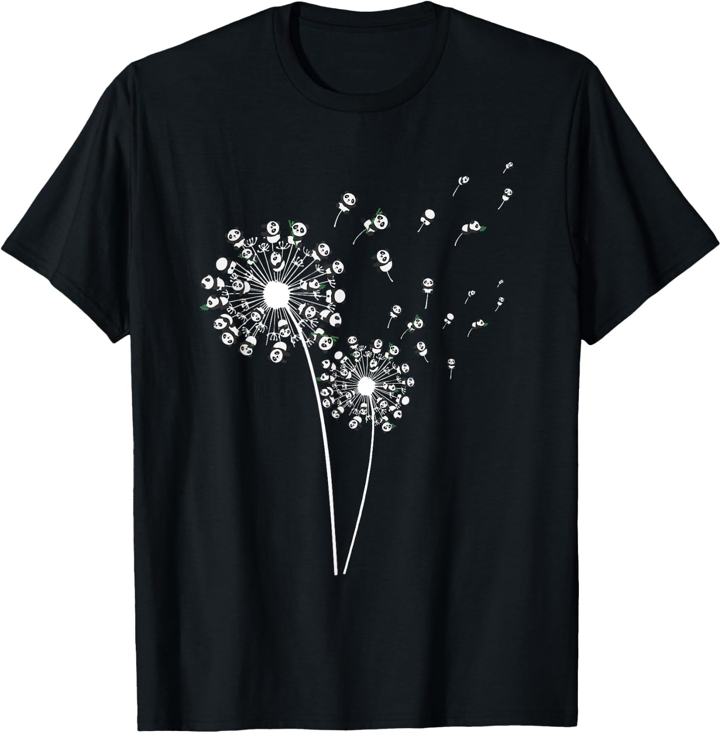 Funny Panda Dandelion Design Men Women Dandelion Panda Lover T-Shirt - T-Shirt | Black