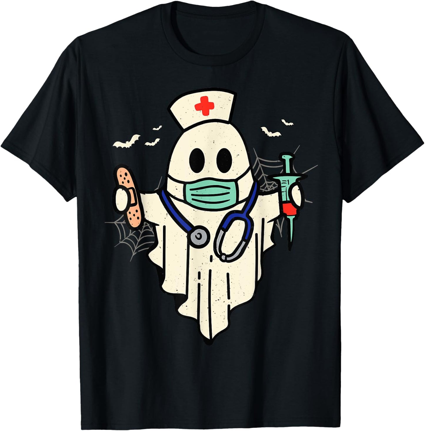 Halloween Nurse Nursing Funny Health Worker RN Ghost Nurse T-Shirt - T-Shirt | Black