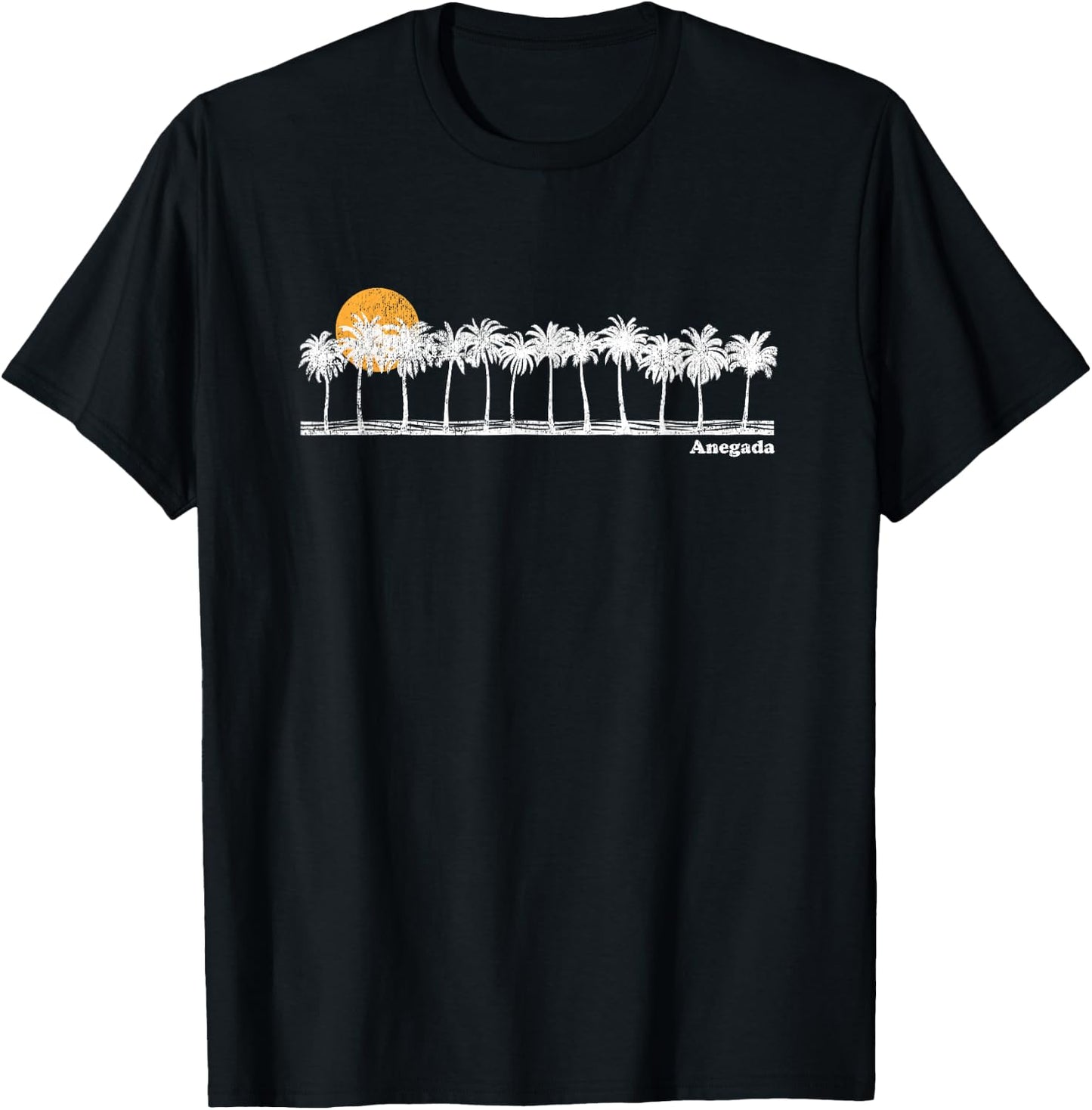Anegada Vintage 70s Retro Throwback Design T-Shirt - T-Shirt | Black