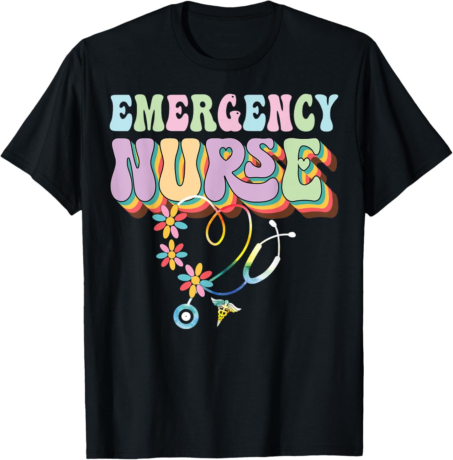 Groovy Nurse Shirt For Emergency Room Nurse Job Lover Gifts T-Shirt - T-Shirt | Black