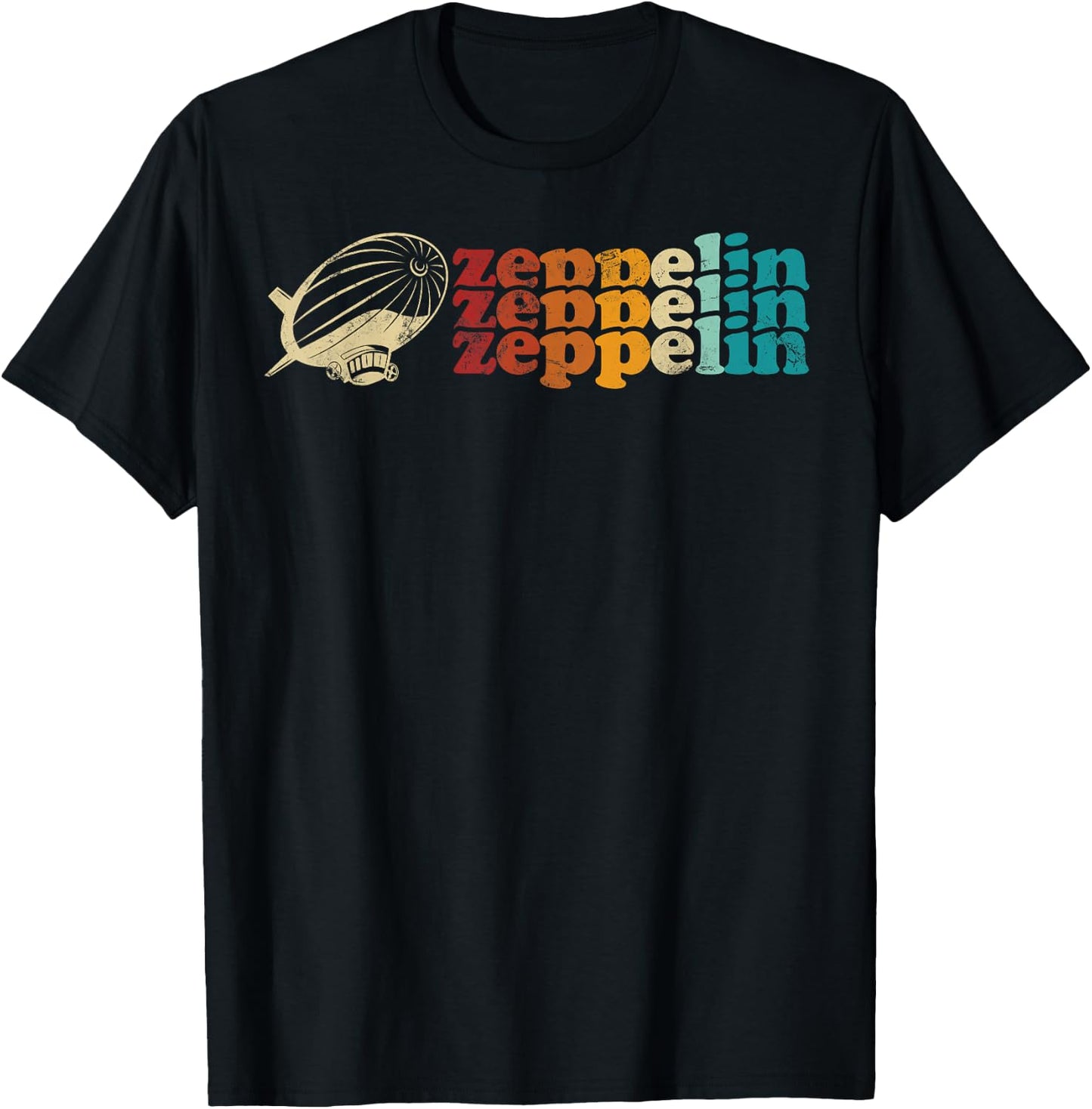 Dirigible Airship Retro Zeppelin 70s 80s Zepelin Zepplin T-Shirt - T-Shirt | Black
