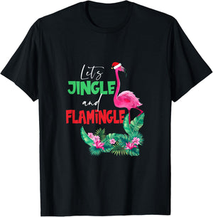 Let's Jingle And Flamingle Funny Christmas Xmas T-Shirt - T-Shirt | Black