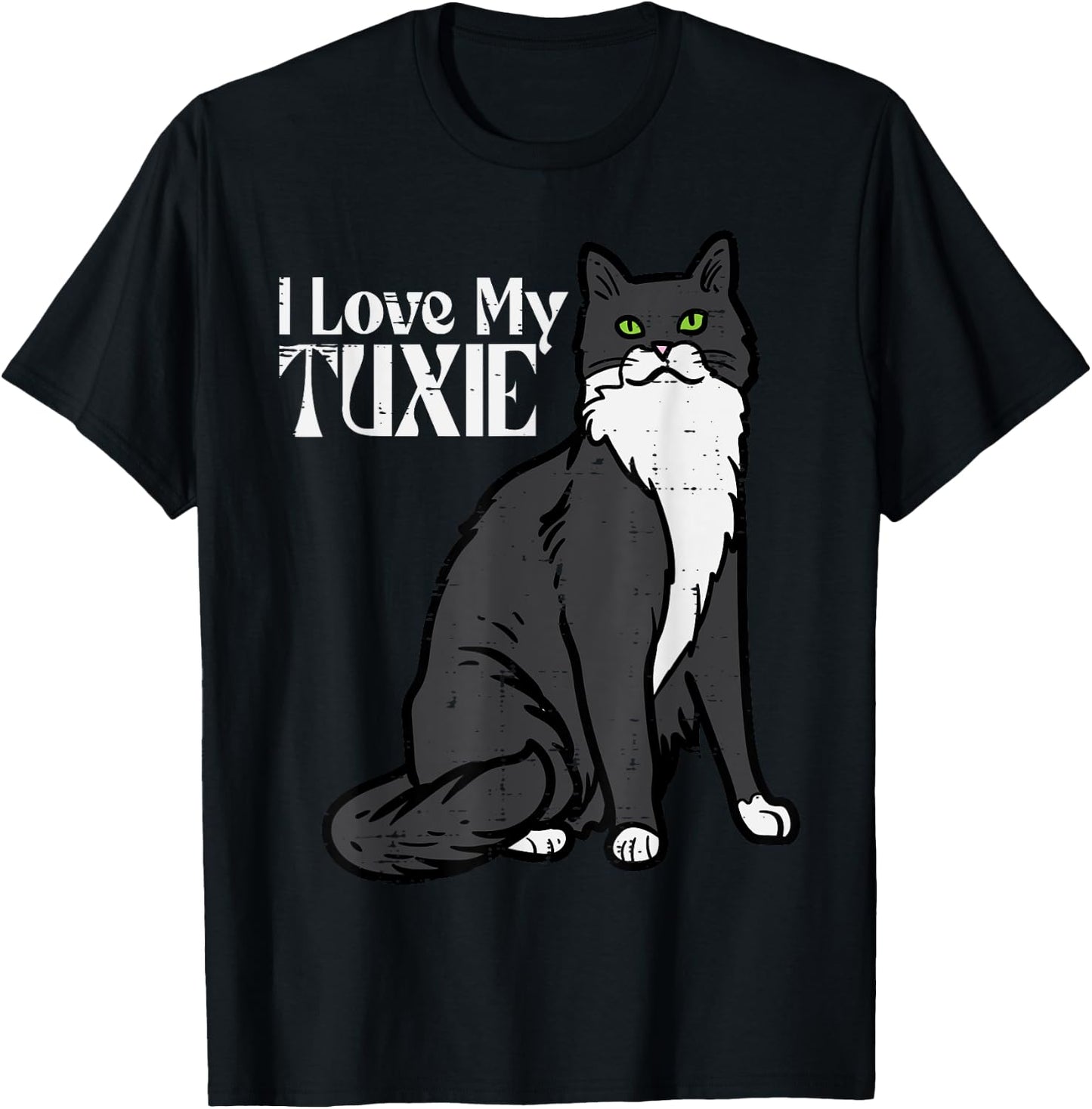 I Love My Tuxie Tuxedo Cat Cute Kitten Women Girls Kids Men T-Shirt - T-Shirt | Black