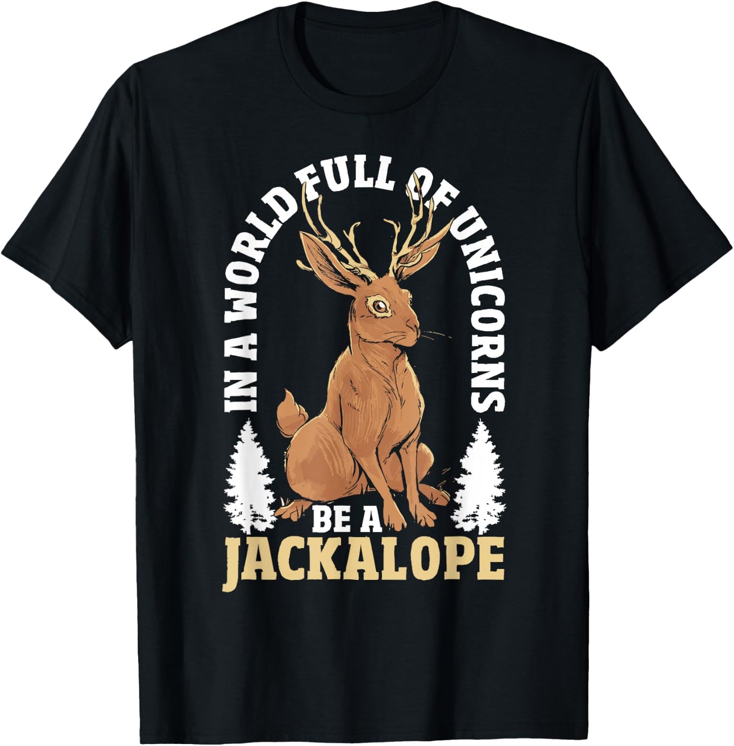 Jackalope Unicorn Mythical Cryptid Animal Jackalope T-Shirt - T-Shirt | Black