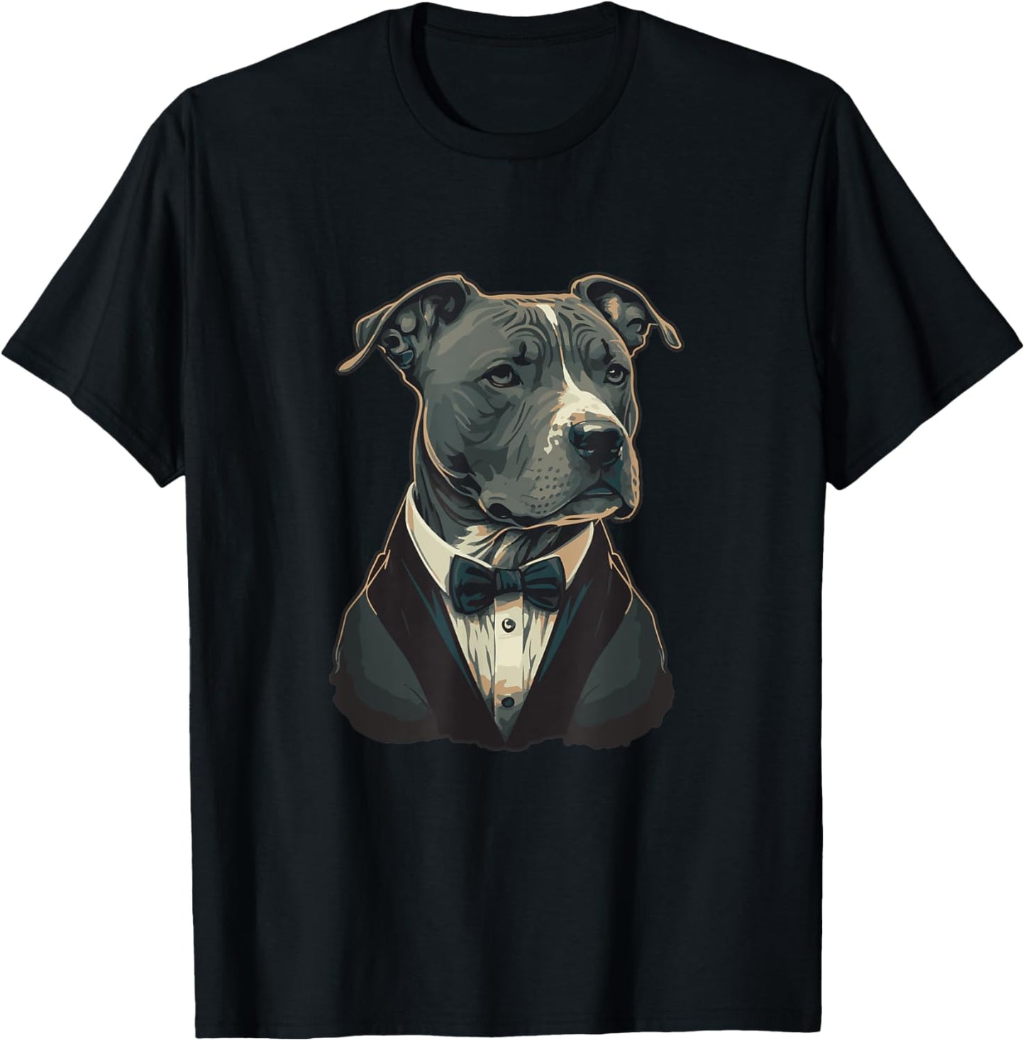 American Pitbull Terrier Dog Breed Wearing Tuxedo Women T-Shirt - T-Shirt | Black