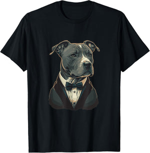American Pitbull Terrier Dog Breed Wearing Tuxedo Women T-Shirt - T-Shirt | Black