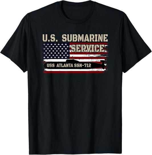 USS Atlanta SSN-712 Submarine Veterans Day Father's Day T-Shirt - T-Shirt | Black