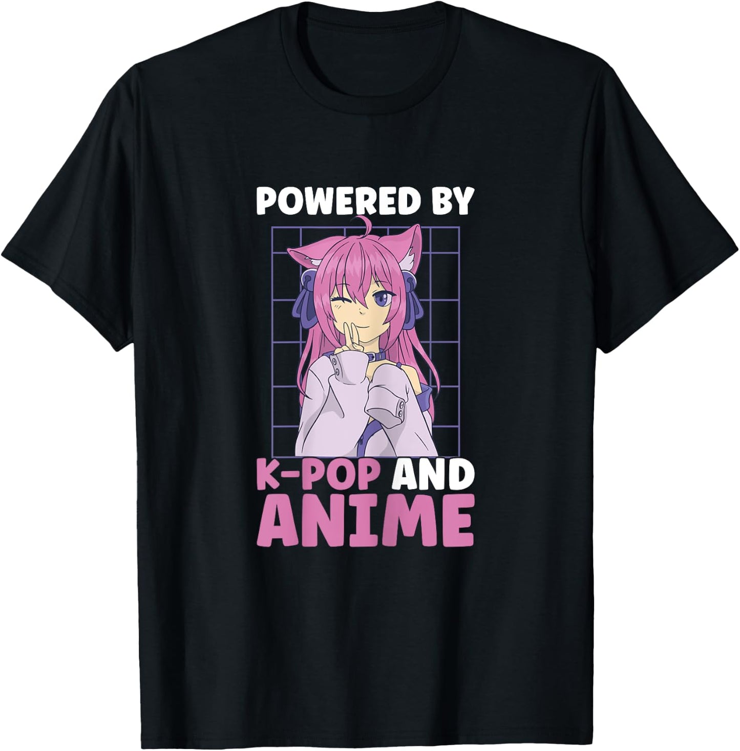 Powered By Anime And K-Pop Kdrama Kpop Teen Girl T-Shirt - T-Shirt | Black