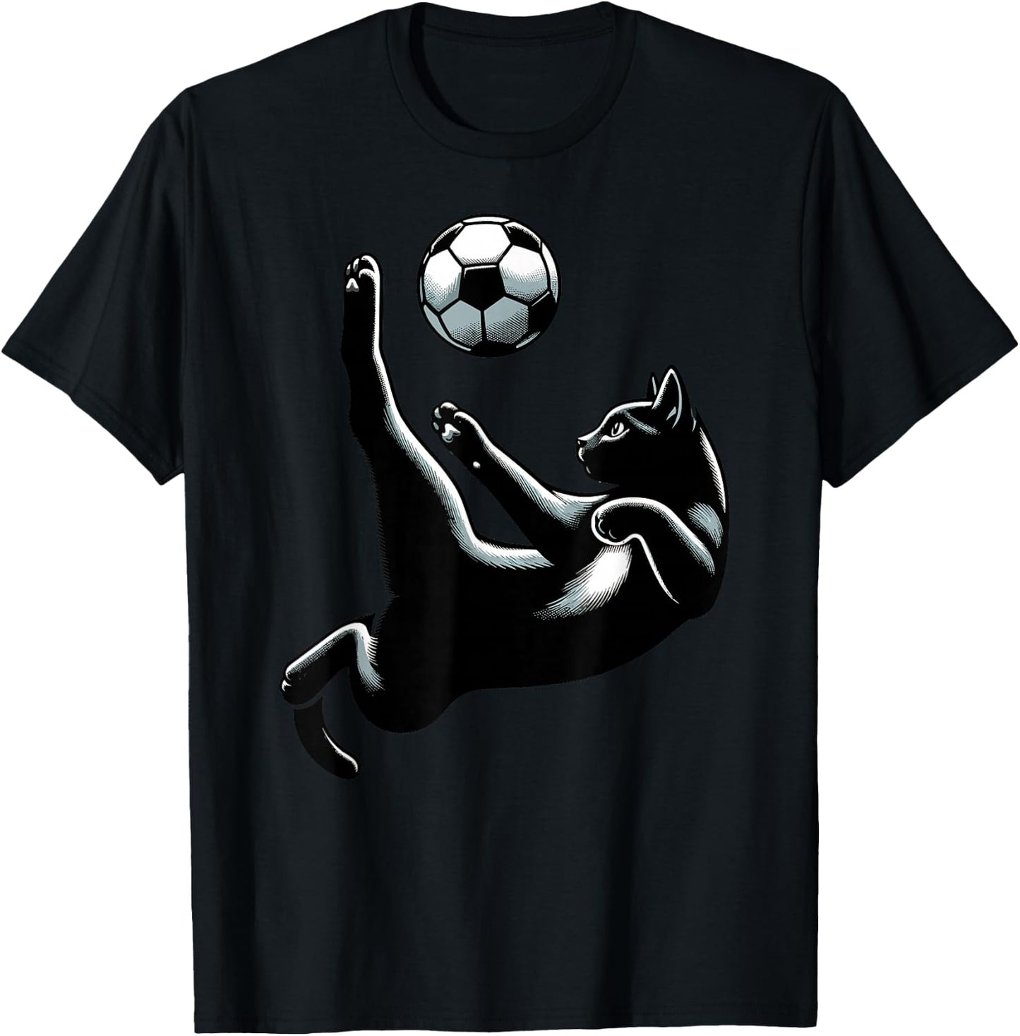 Black Cat Bicycle Kick - Soccer Fans Women Men Kids T-Shirt - T-Shirt | Black