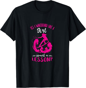 Wakeboarding Wakeboard Like A Girl Wakesurfing Wakeboard T-Shirt - T-Shirt | Black