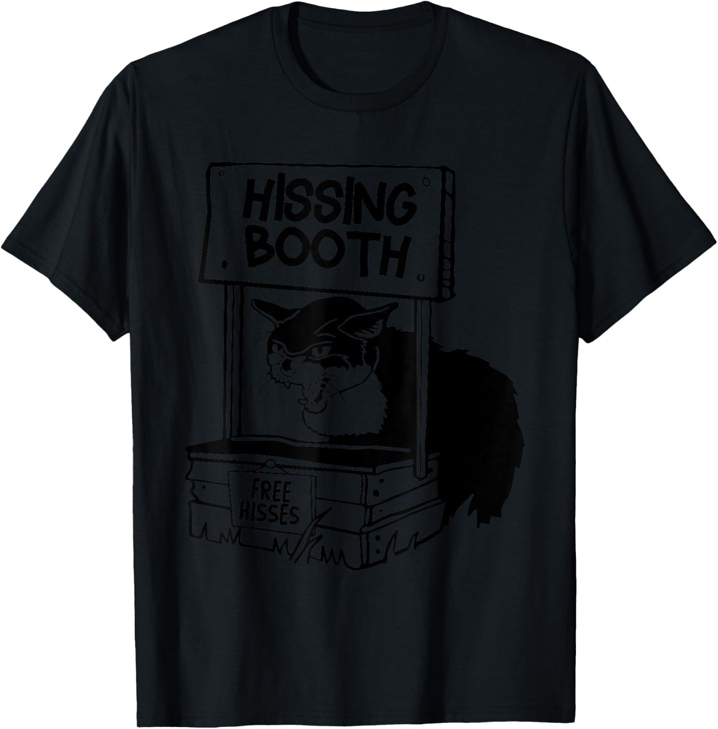 Funny Hissing Booth Kitten Kitty Cat Furmom Furdad Women Men T-Shirt - T-Shirt | Black