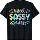 7th Birthday Girl Sweet Sassy And Seven 7 Years Old Girls T-Shirt - T-Shirt | Black