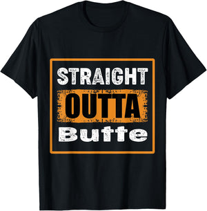Straight Outta Butte Montana USA Retro Distressed Vintage T-Shirt - T-Shirt | Black