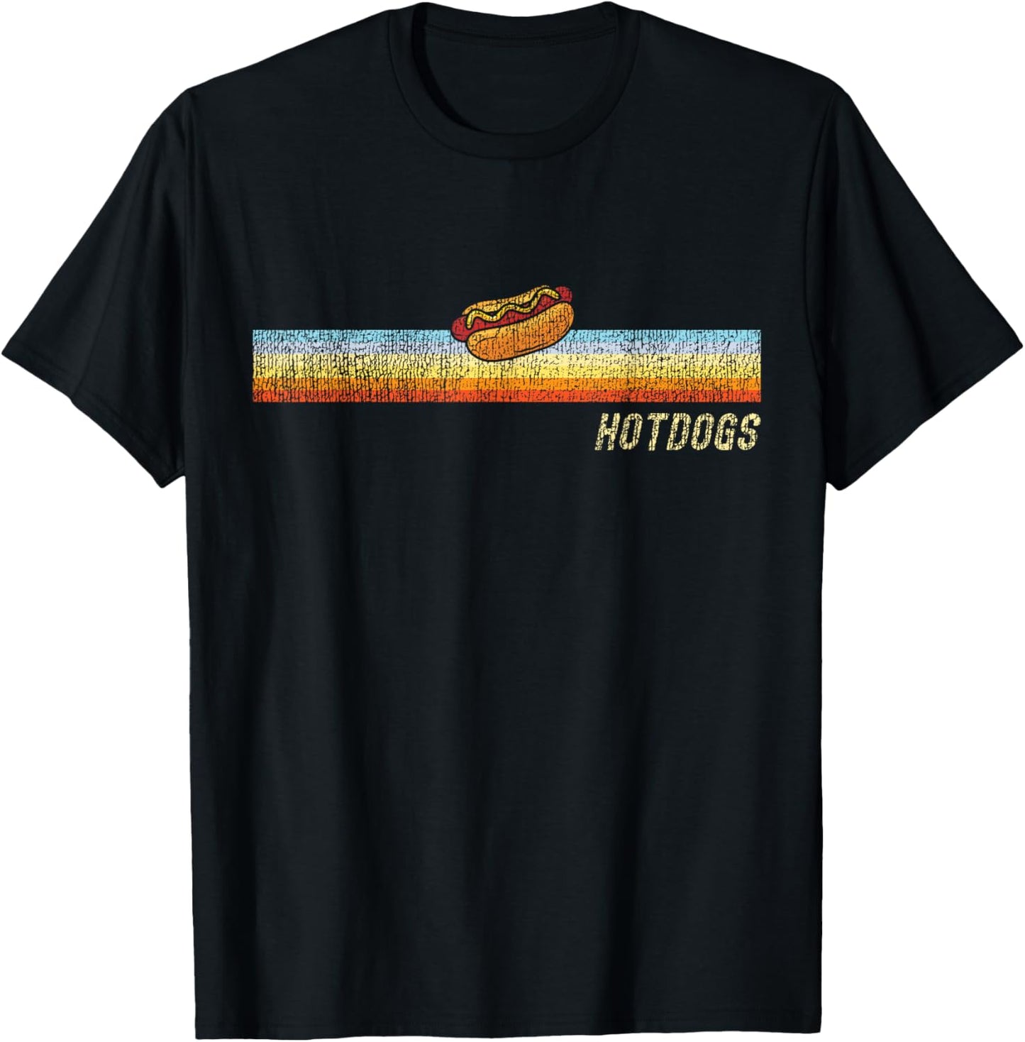 Hot Dog Adult Retro Vintage Hot Dog T-Shirt - T-Shirt | Black