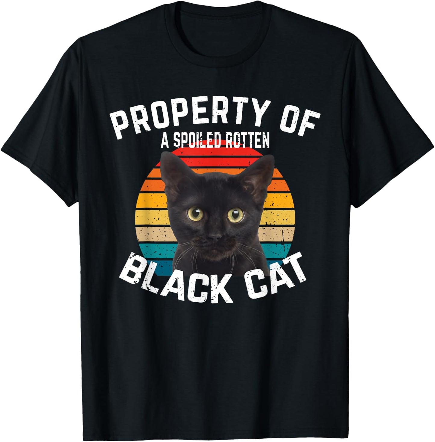 Cat Black Vintage Eighties Style Retro Property Cat T-Shirt - T-Shirt | Black