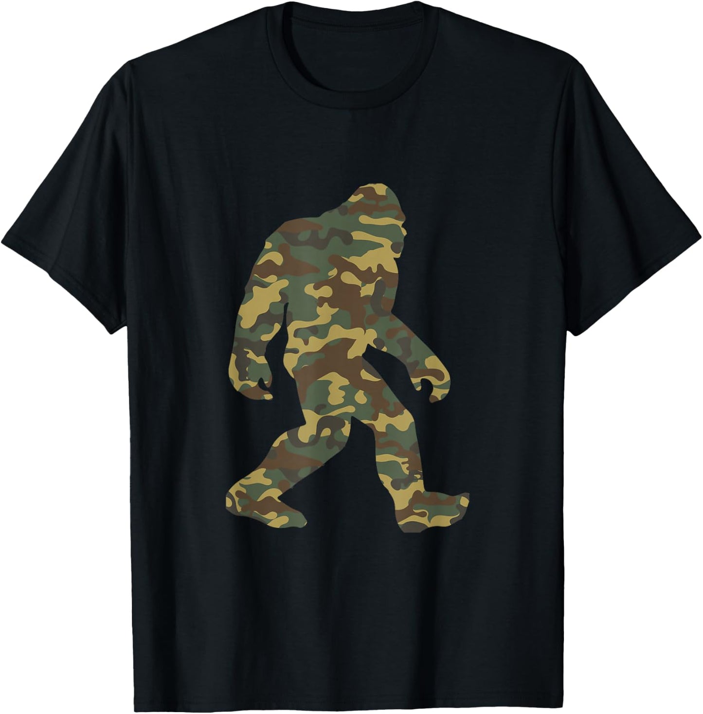 Camouflage Bigfoot Sasquatch Camo Army Pattern Big Foot T-Shirt - T-Shirt | Black