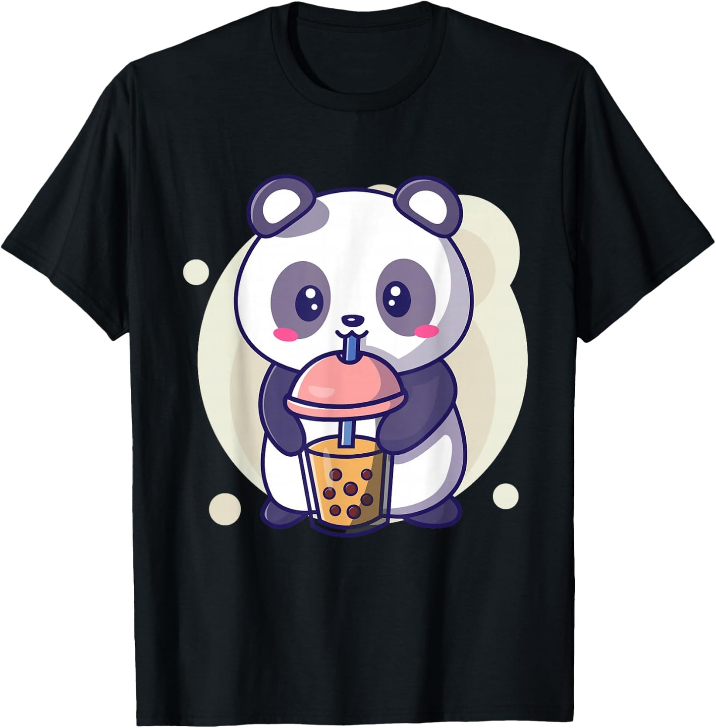 Cute Kawaii Panda Drinks Boba Bubble Tea Kawaii Aesthetic T-Shirt - T-Shirt | Black