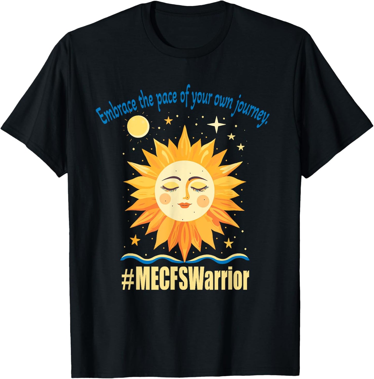 Chronic Fatigue Syndrome ME/CFS Awareness Tired Sun T-Shirt - T-Shirt | Black