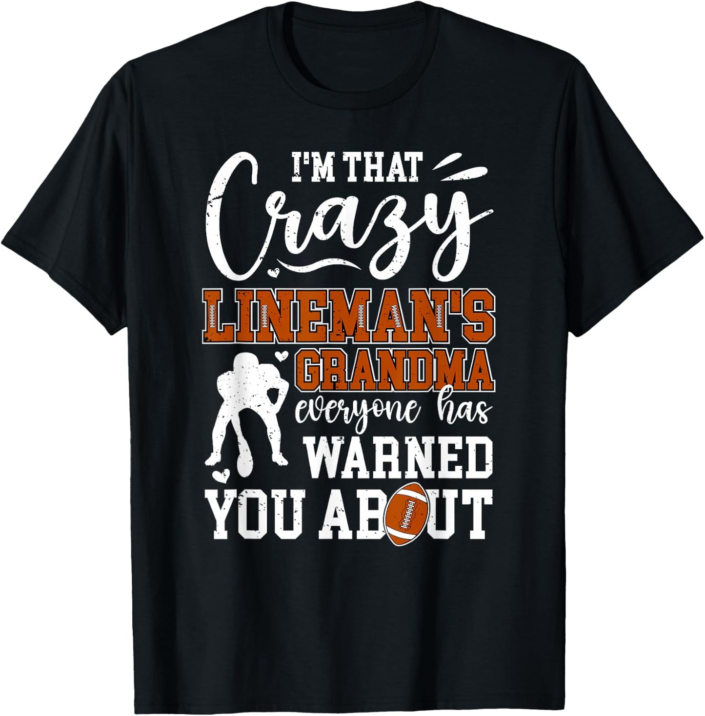 Crazy Football Lineman Grandma Of A Football Lineman T-Shirt - T-Shirt | Black