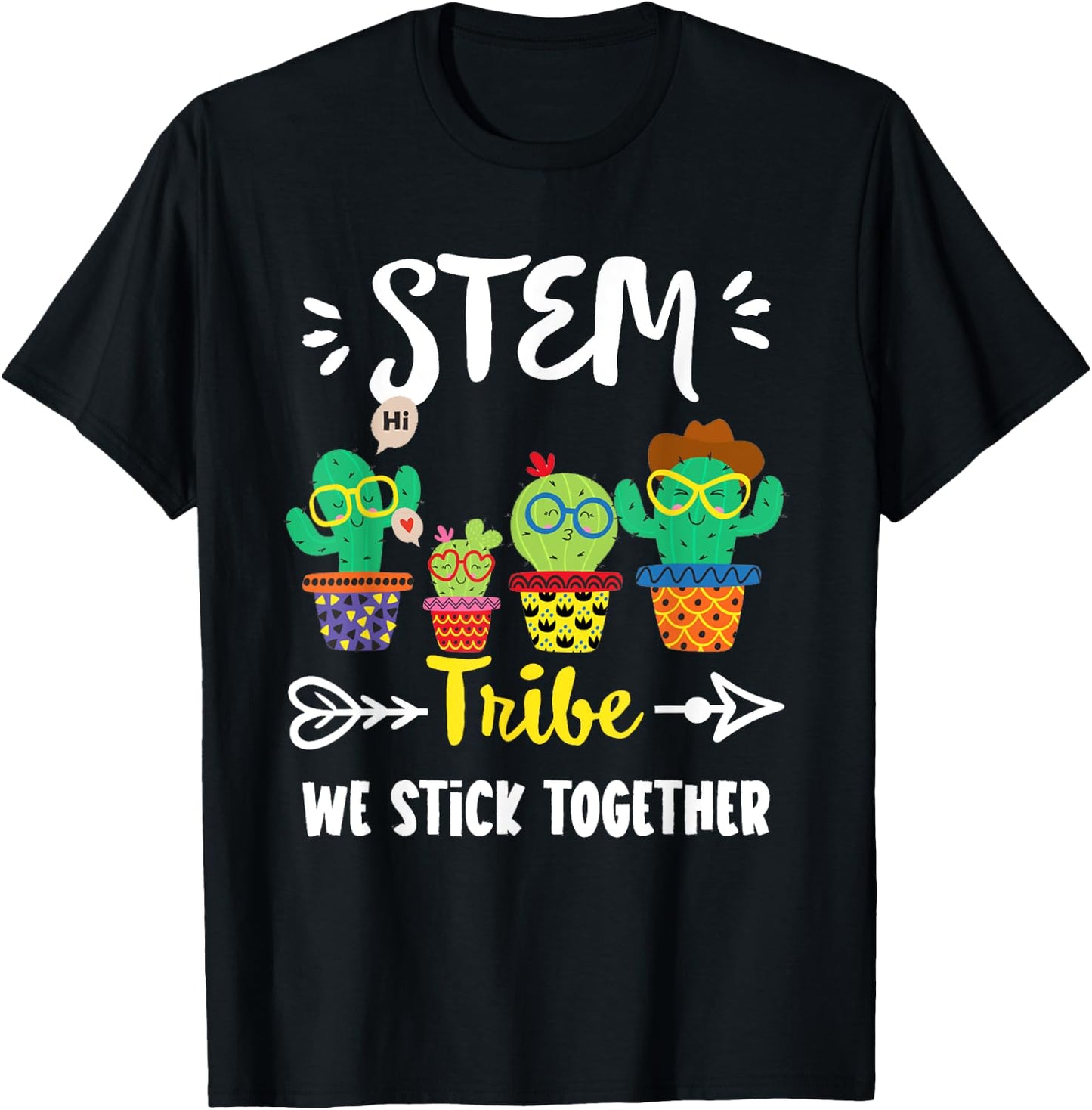 STEM Tribe, Funny School Cactus Crew STEM Teacher Squad T-Shirt - T-Shirt | Black
