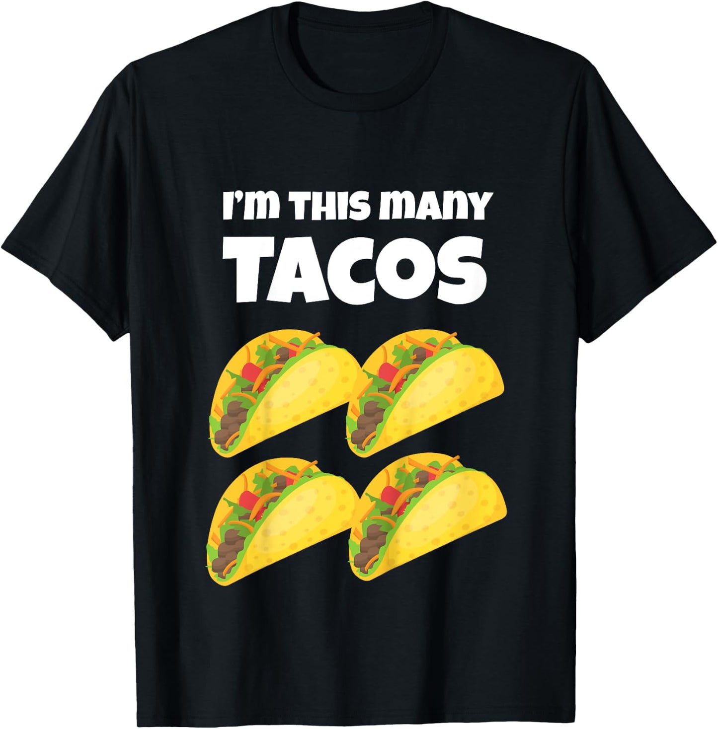 Cute Taco 4th Birthday I'm This Many Tacos 4-Year-Old T-Shirt - T-Shirt | Black