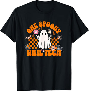 One Spooky Nail Tech Halloween for Nail Technicians Artists T-Shirt - T-Shirt | Black