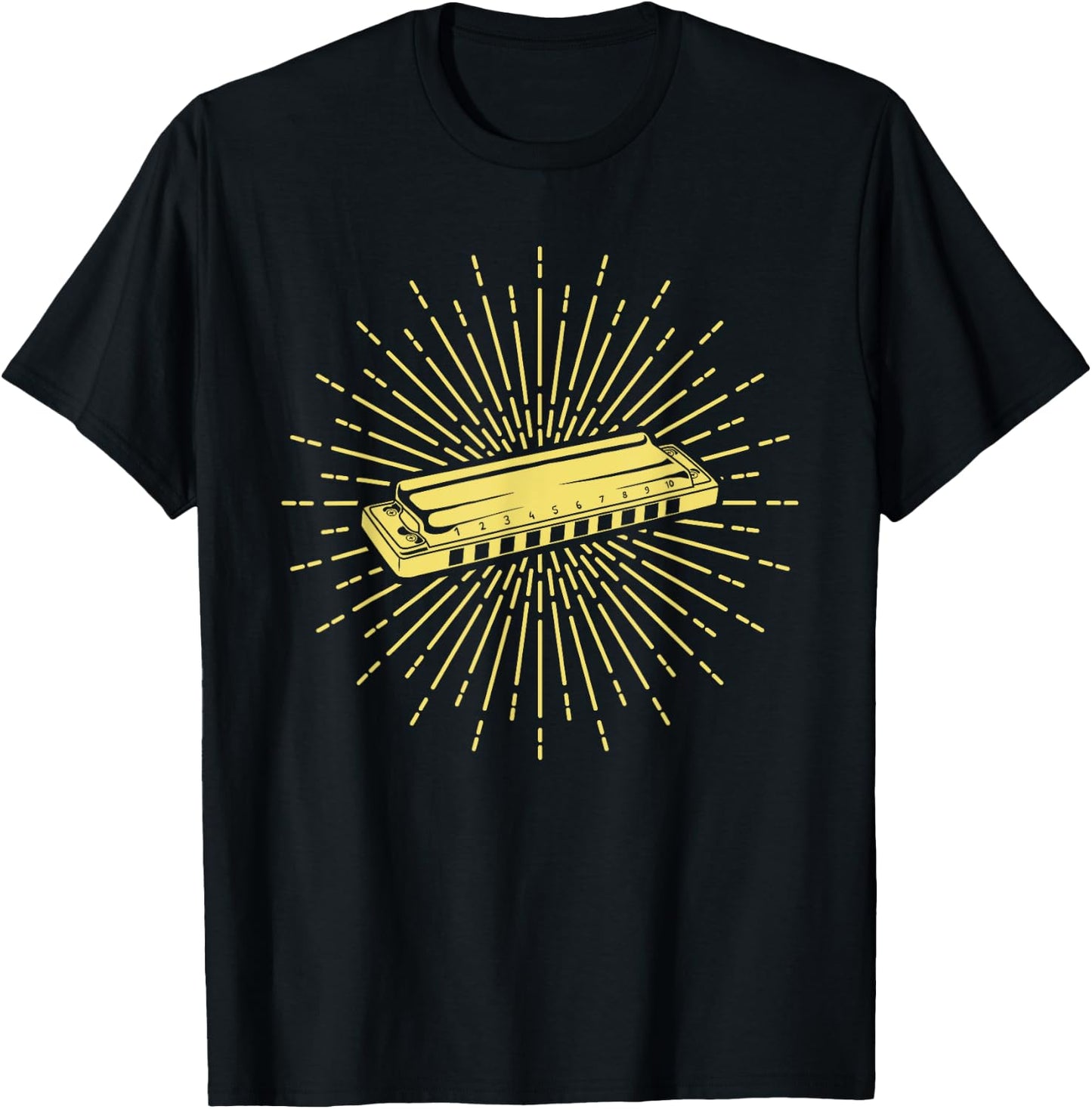 Vintage Harmonica Player Harmonicist French Harp Player T-Shirt - T-Shirt | Black