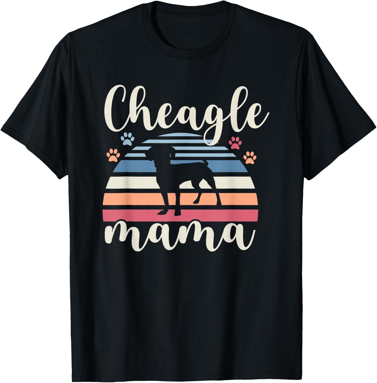 Retro Vintage Cheagle Mama Dog Mom Lover Chihuahua Beagle T-Shirt - T-Shirt | Black